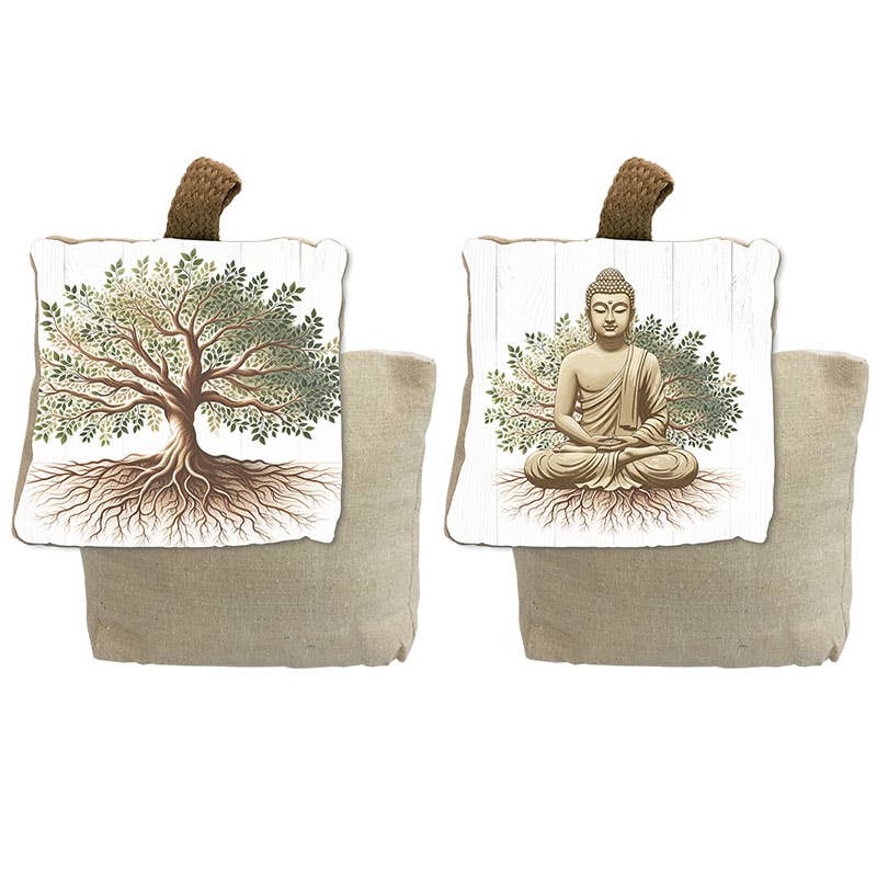 Cubby House by Malmar - Wholesale Decorative figurine - 18x18cm Door Stop With Buddha Tree Of Life Design 2 Asstd0