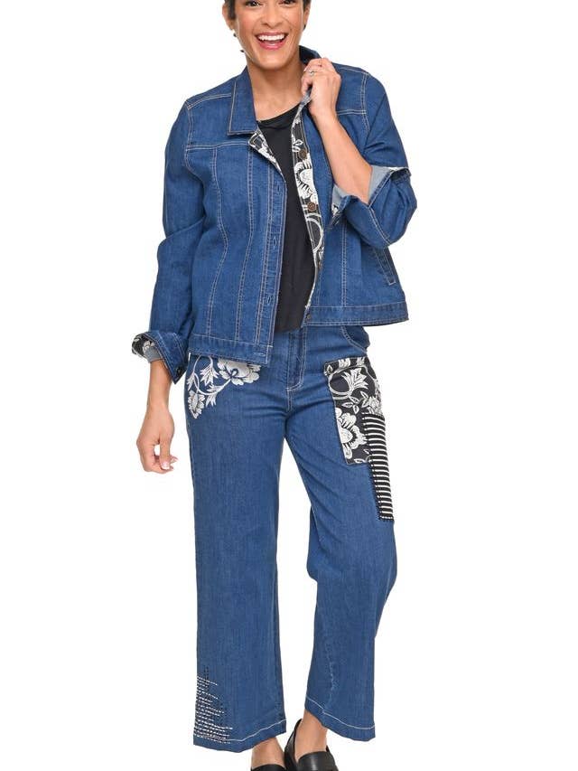 Chaqueta Vaquera Clarissa D521 con Estampado Floral de Cosecha* para venta al por mayor de Tulip Clothing
