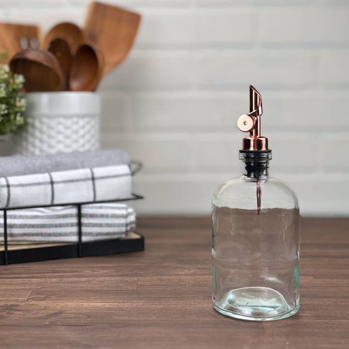 The Bottle Shoppe - Wholesale Oil/Vinegar Dispenser - 16-ounce Clear Apothecary Bottle with Weighted Pour Spout0