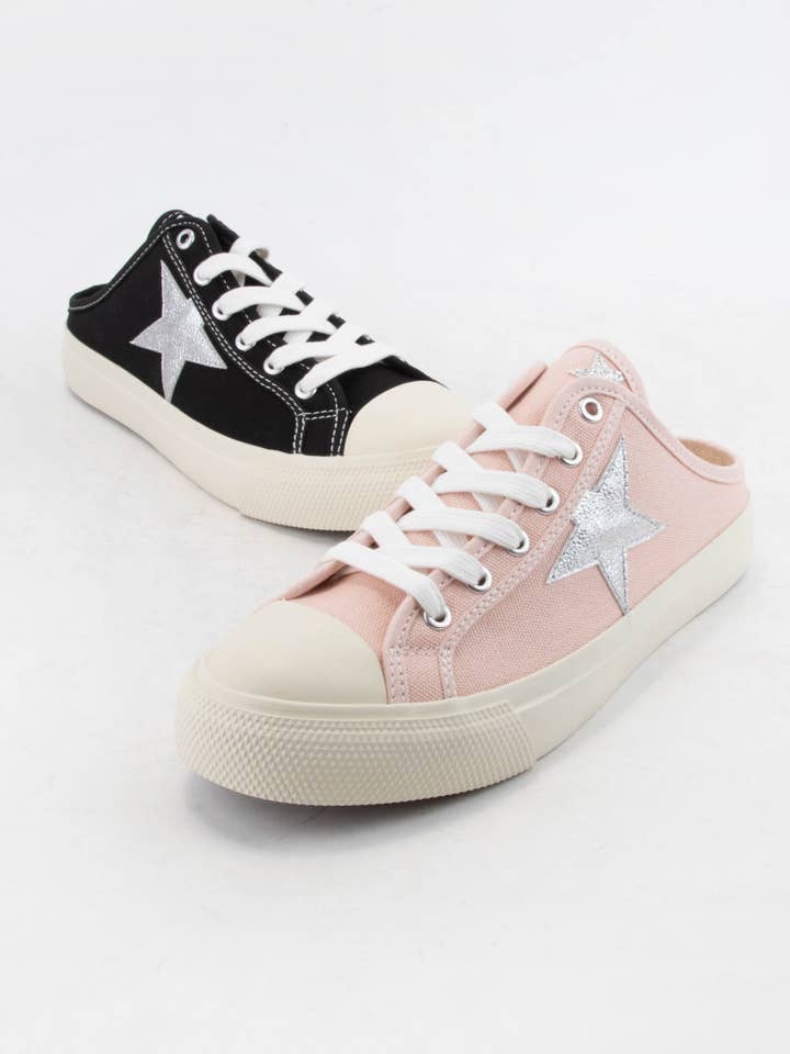 CCOCCI - Wholesale Lifestyle Sneakers - Women's - STAR PATCH OPEN HEEL SNEAKERS MULE
