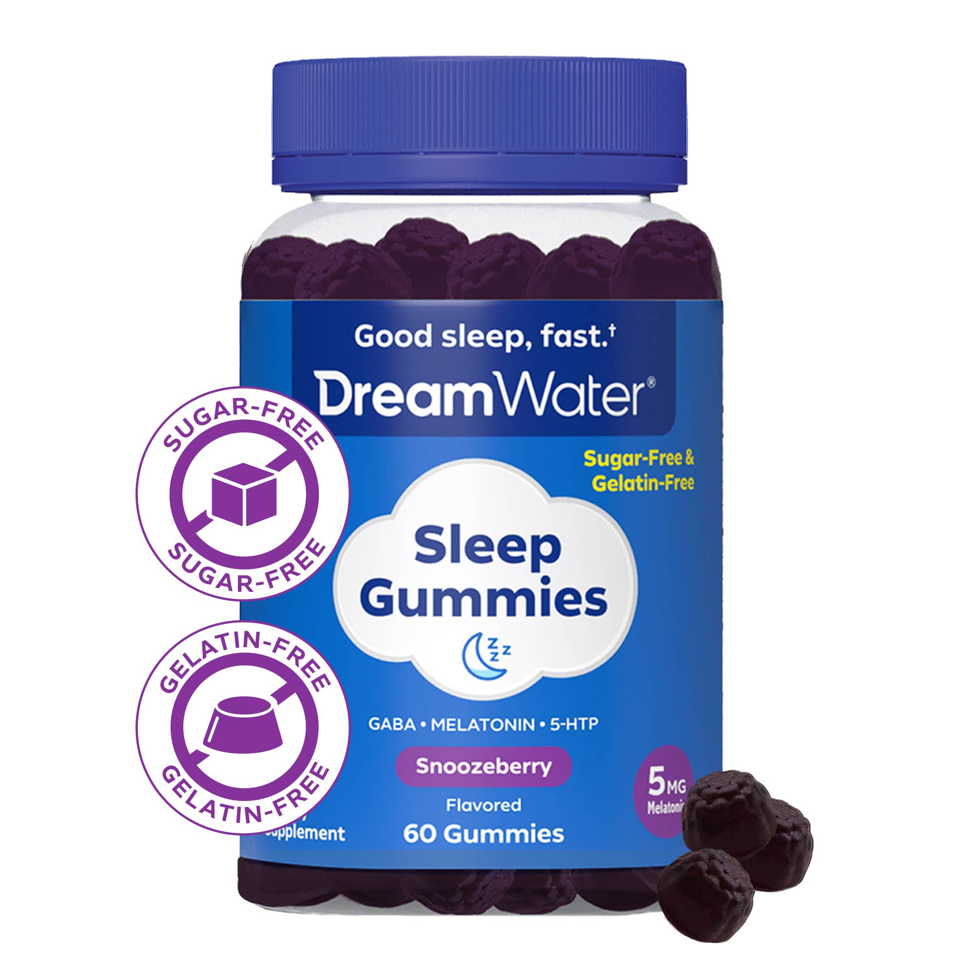 Dream Water - Wholesale Oral Supplement/Vitamin - Dream Water Snoozeberry Sleep Gummies with Pectin- 60 Count 1