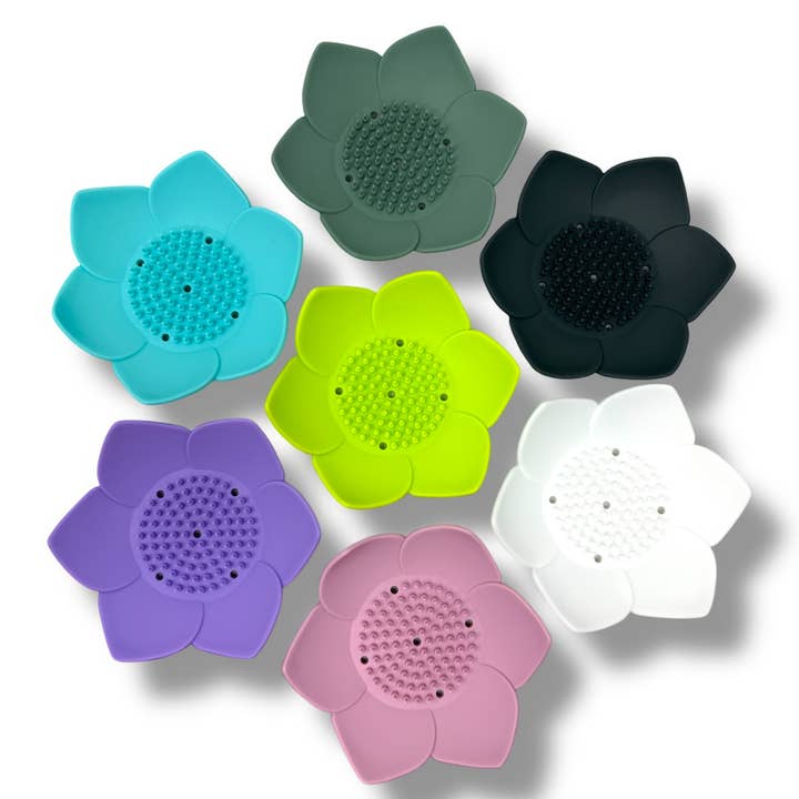 Relax Away Essentials - Wholesale Bath Soap Dish - Shower Steamer Tray - Lotus Shape - Flexible Silicone