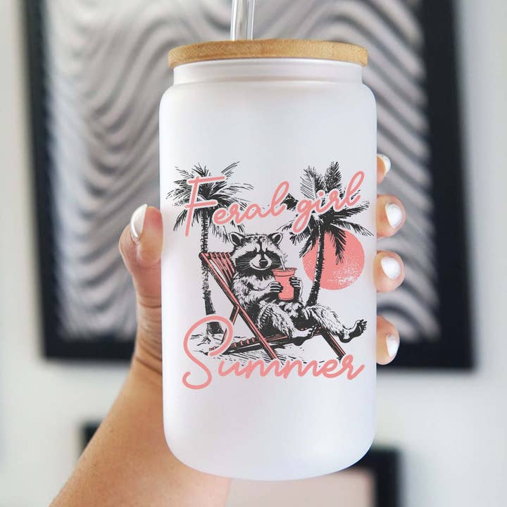 Feral Girl Summer Cup With Lid and Straw for wholesale by Sip-Sip Hooray!