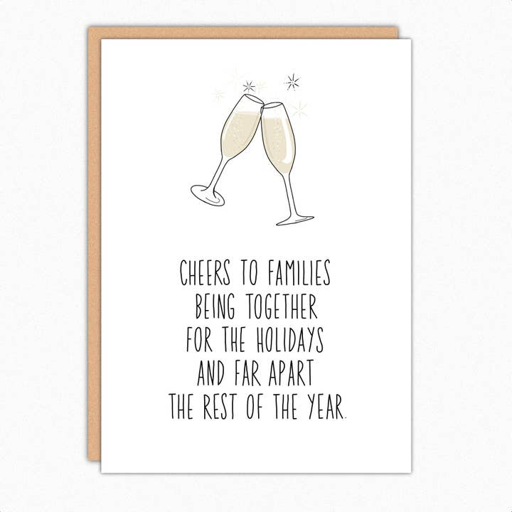 Cheers To Families Funny Christmas Card for wholesale by In A Nutshell Studio