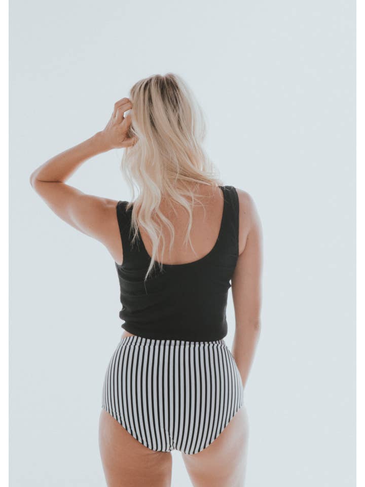 Women's Knotted Black Rib Knit Tankini Top for wholesale on Faire1