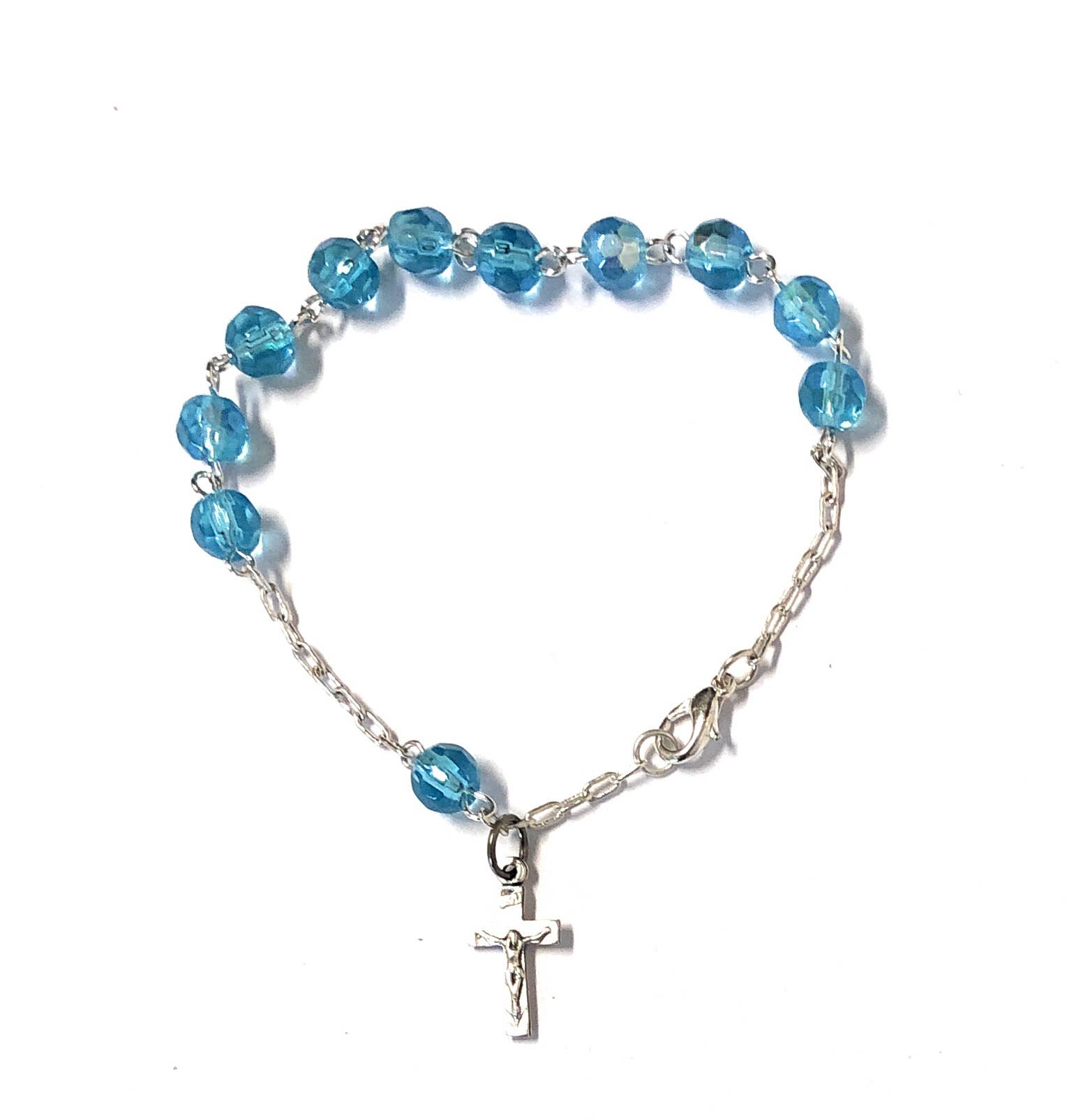 Costa Articoli Religiosi - Vendita all'ingrosso Bracciale con perline - Bracciale decina tipo cristallo acquamarina mm. 60