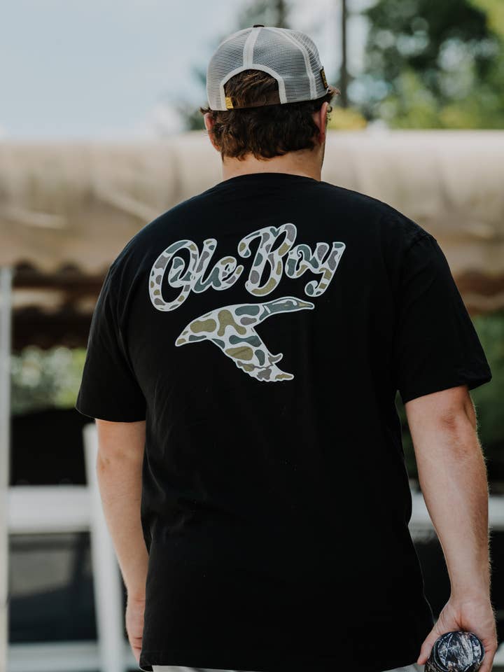 Black OLE BOY Camo Game T-Shirt - Duck for wholesale on Faire