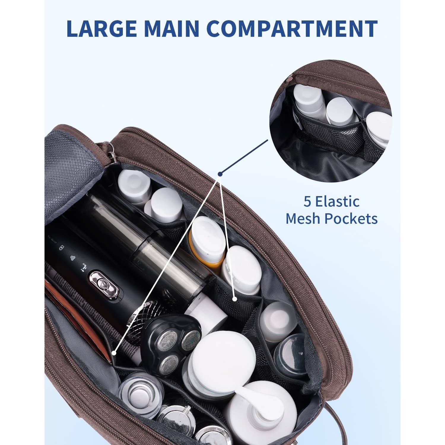 wandf – Engroshandel Toilettaske - Unisex – Canvas & læder Dopp Kit rejse vandafvisende barbertaske12