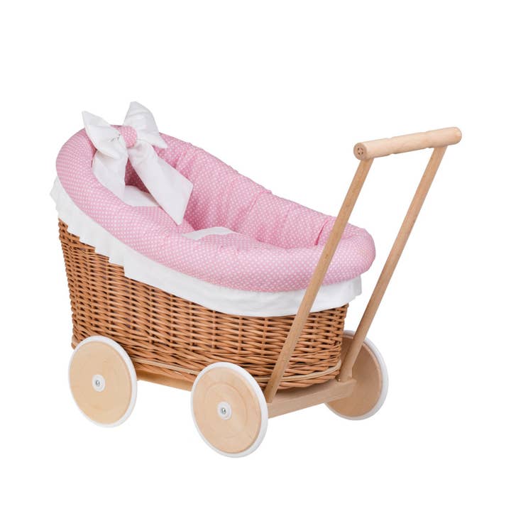 The Wicker Stories – Engroshandel Tilbehørssæt til dukke - Børn – Håndflettet dukkevogn med sengetøj, eksklusivt økologisk legetøj