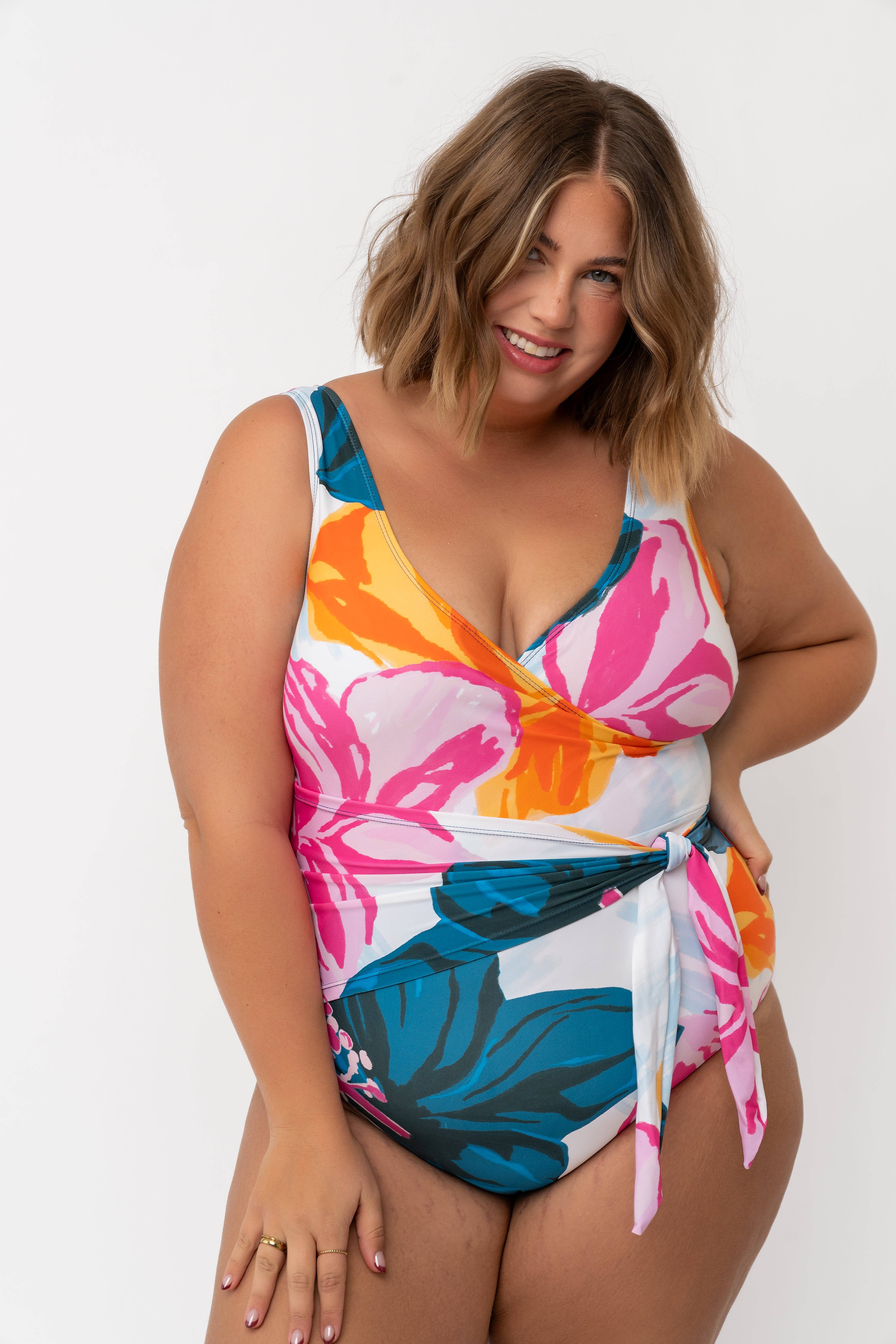 Coral Reef Swim - Wholesale One Piece Swimsuit - Women's - Floral Fusion Wrap Front One Piece11