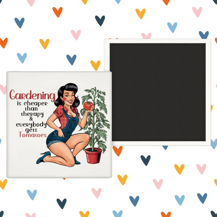 Il giardinaggio è più economico della terapia - Calamita da frigo per la vendita all'ingrosso da parte di Modern Wood Cases