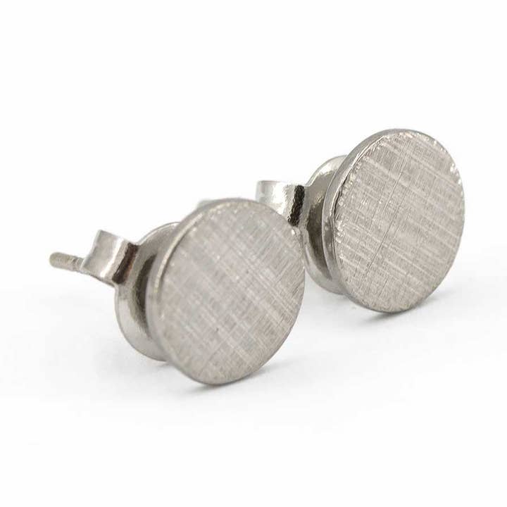 Pura Oorbel 08 Roestvrijstalen Plaatjes-Steker, gekrast voor wholesale door Sergio Engel jewellery