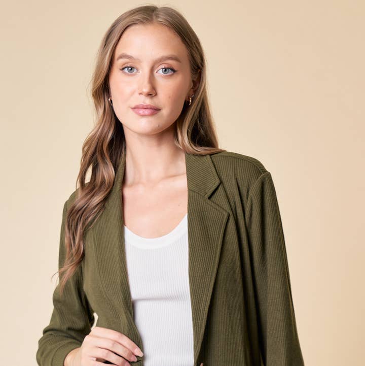 Doe and Rae - Wholesale Blazer - Women's - Placket Sleeve Knit Blazer - 10325J0