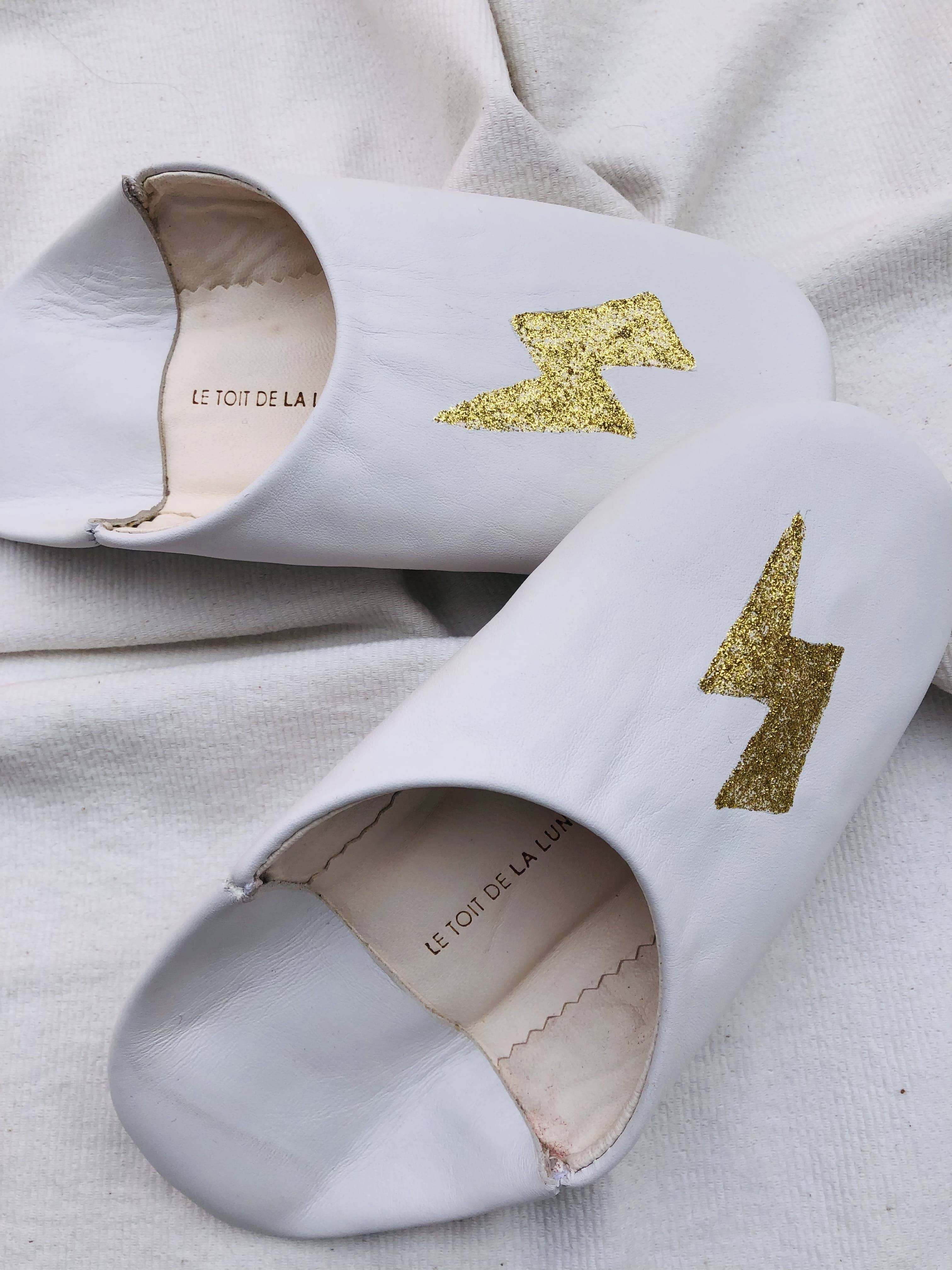 le toit de la lune - Wholesale Slippers - Women's - White leather slippers SUZI4