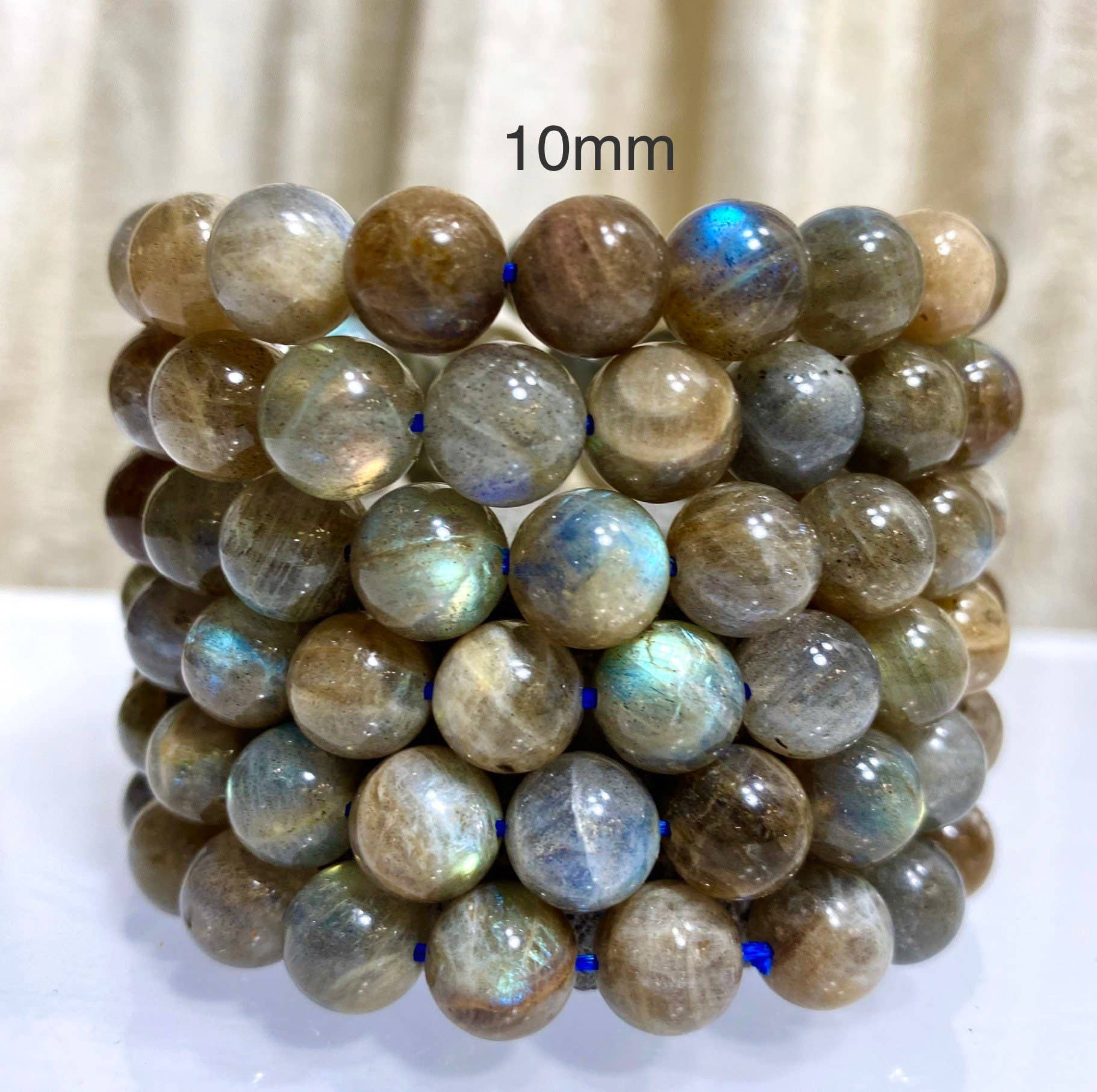 KayleeNYC - Vente Bracelet de perles - Bracelet extensible de guérison en cristal de labradorite naturelle 10 mm 8”1