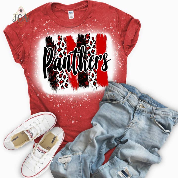Panthers School Spirit Shirt, Bleached Panthers Shirt for wholesale by Jocelyn's Comfy Apparel