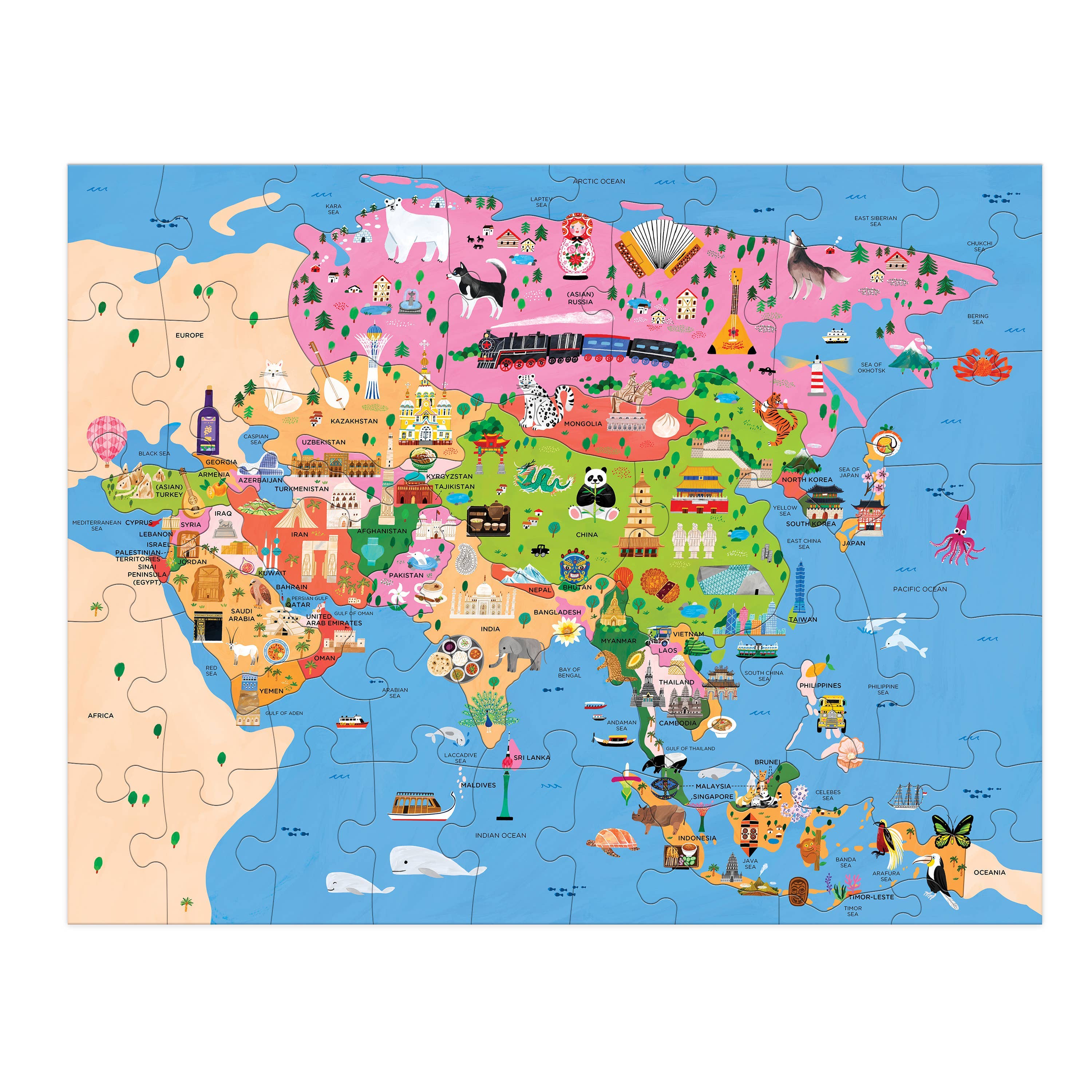 Chronicle Books - Wholesale Puzzle - Kids - Map of Asia 70 Piece Geography Puzzle2