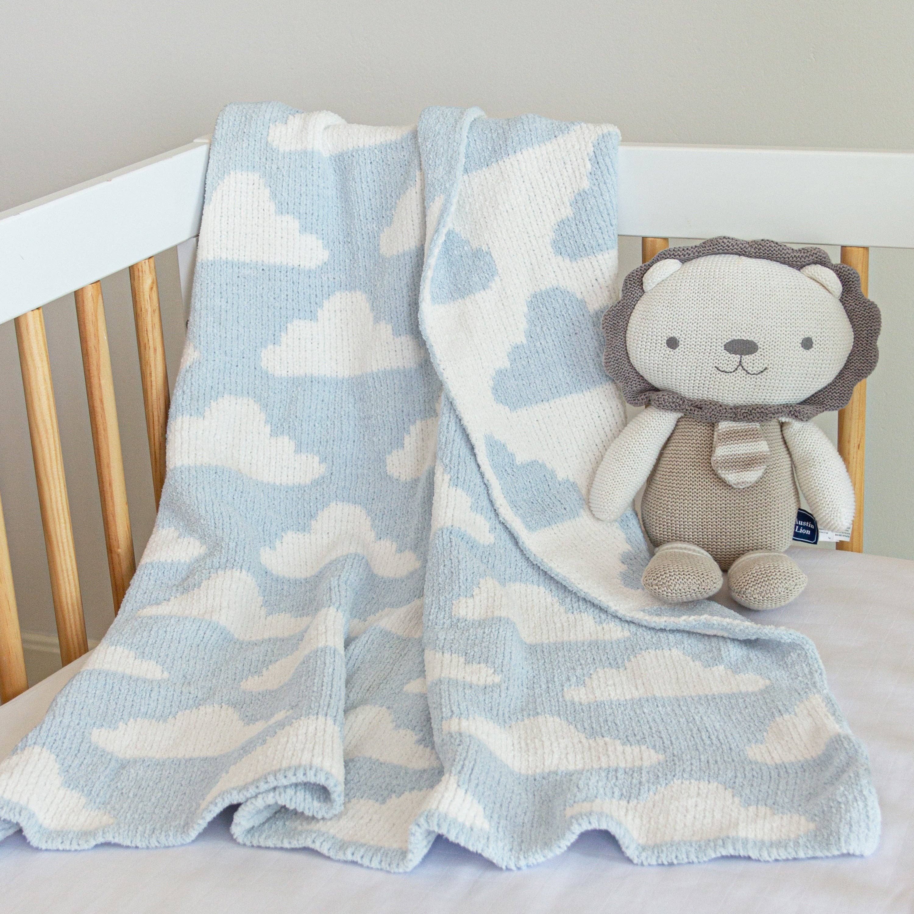 Living Textiles - Wholesale Bedding Blanket - Kids & Baby - Chenille Baby Blanket - Blue Clouds2