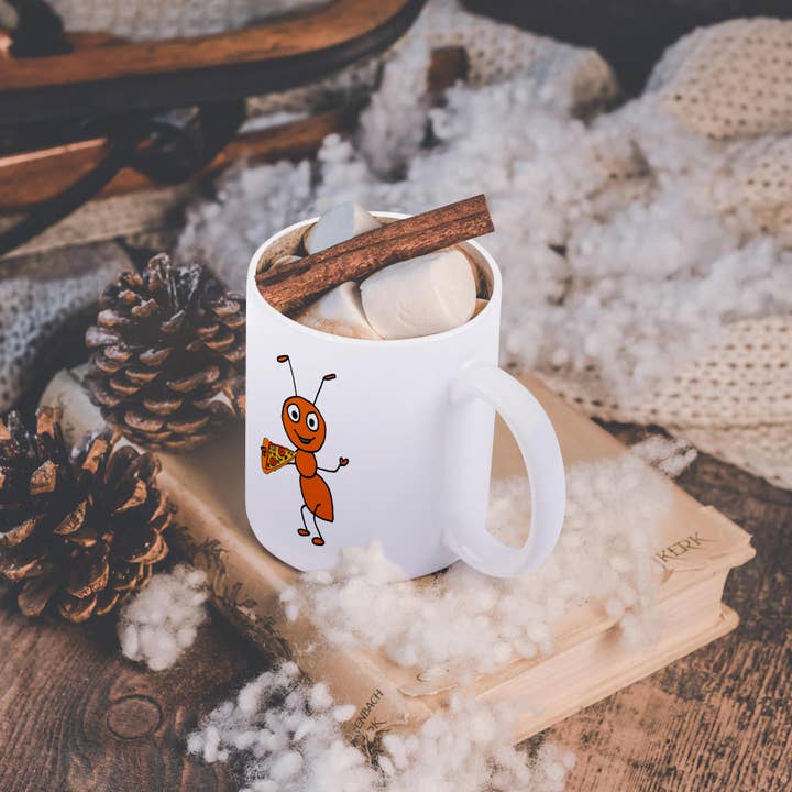 3dRose - Wholesale Coffee Mug - 3dRose, Funny Cute Red Ant eating Pizza Food Cartoon, Mug11