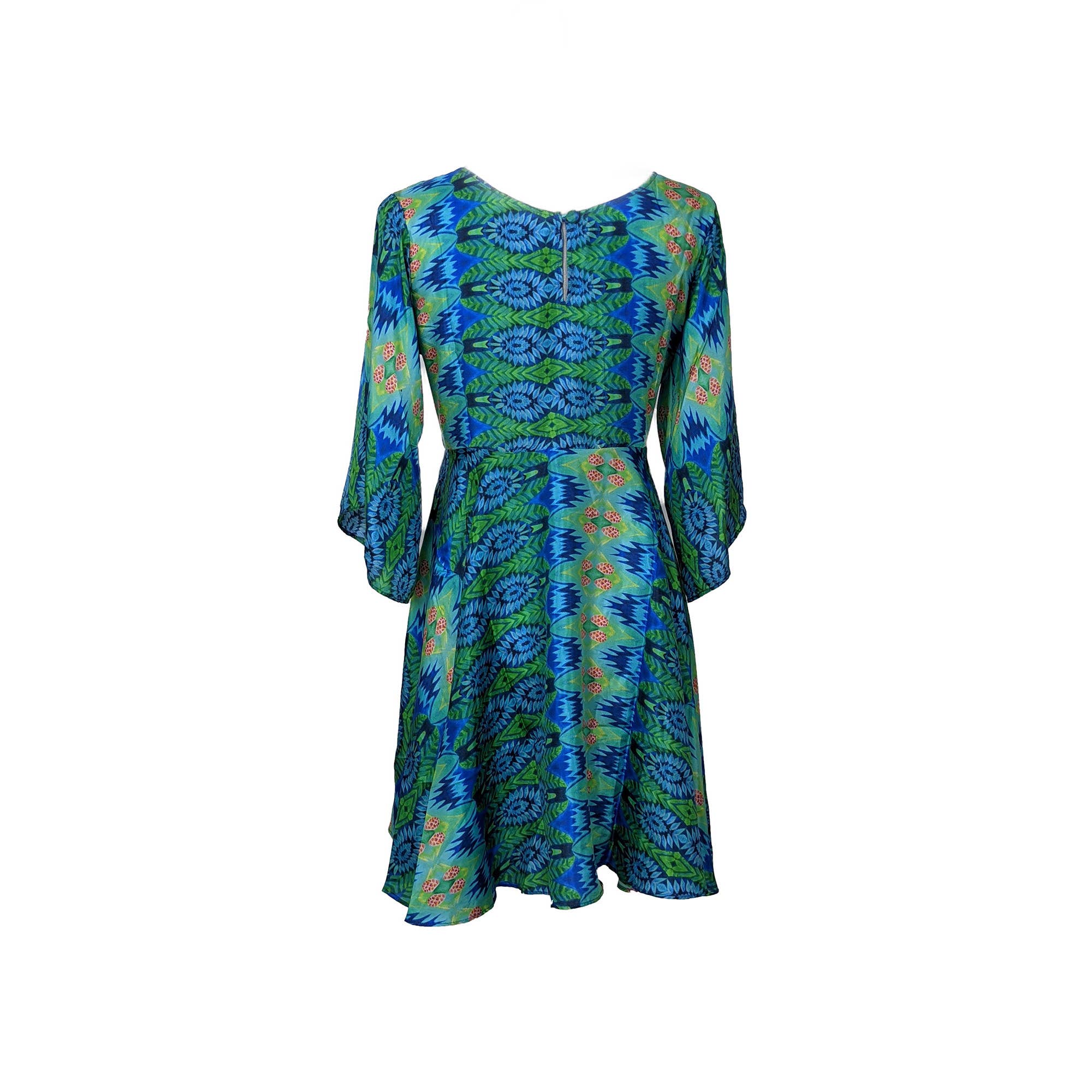 Art Katsura – Engroshandel Kjole - Dame – Silke Tunika Kjole Blå Spiral1