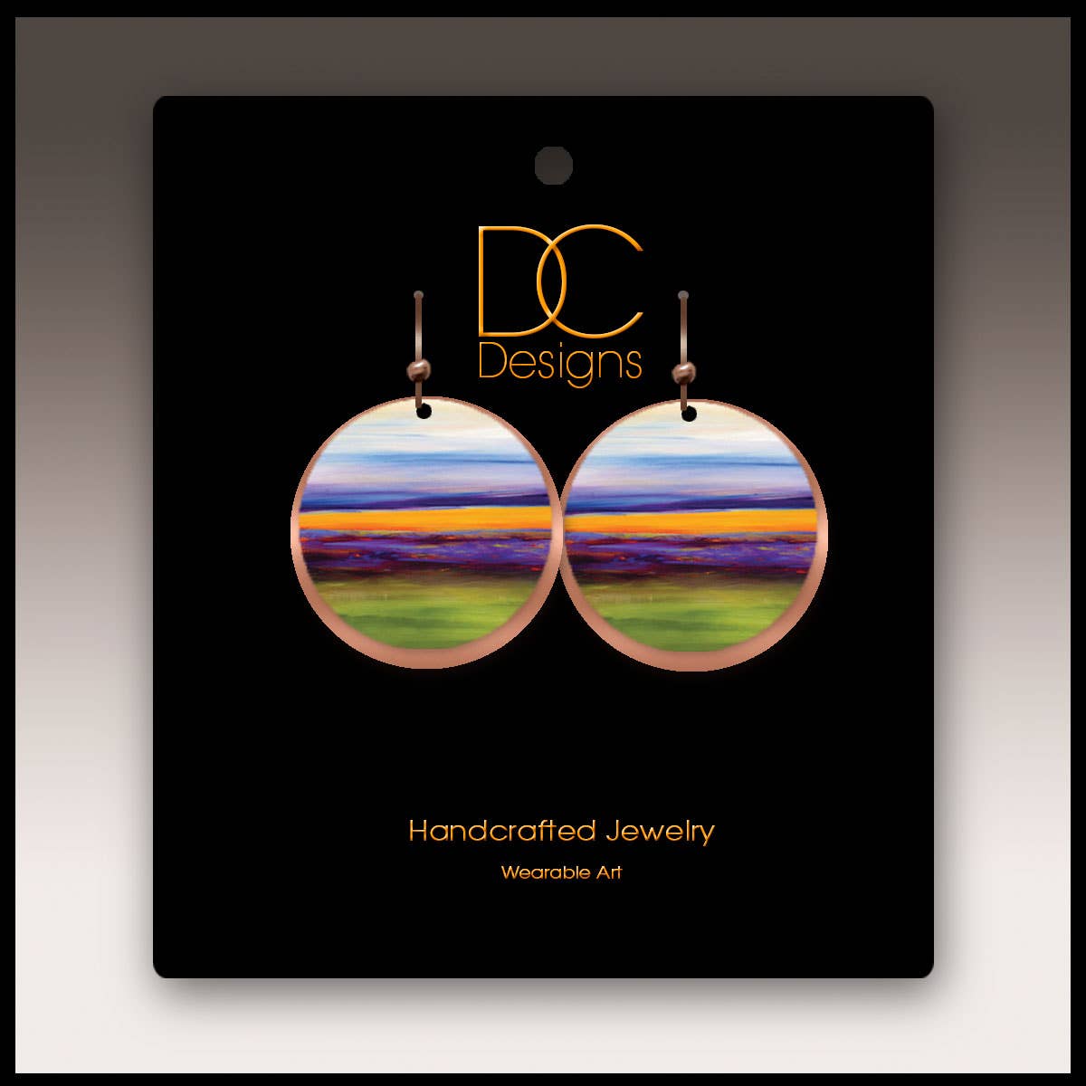 Illustrated Light & DC Designs - Wholesale Dangle Earrings - Multicolor Horizon Abstract Disc Layer Handmade Earrings1