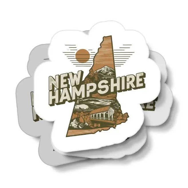 Retro New Hampshire Waterproof Sticker for wholesale by JE Creates