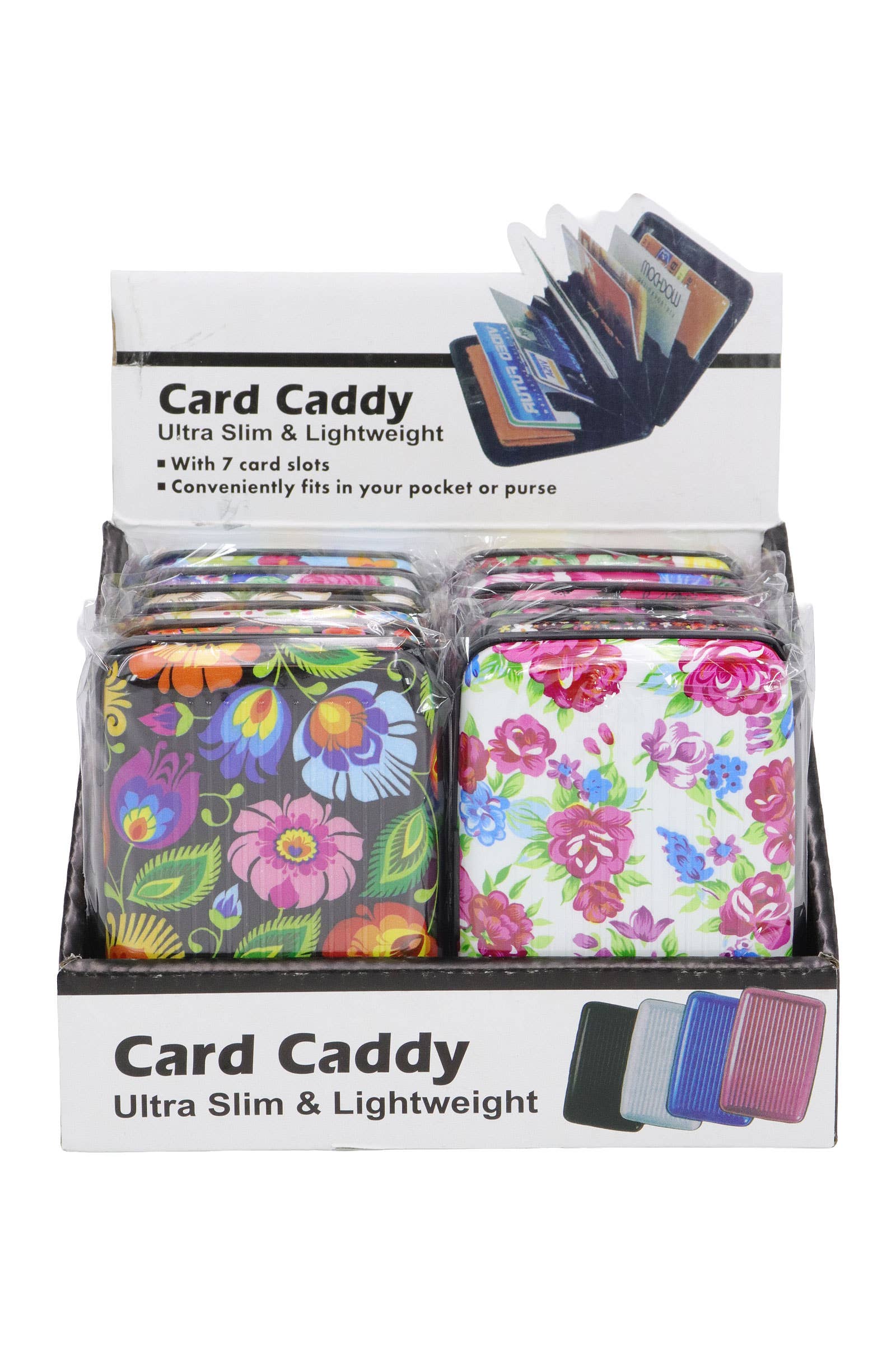 ASSORTED Itty Bitty Floral Glossy Card Holder Caddy Case for wholesale on Faire2