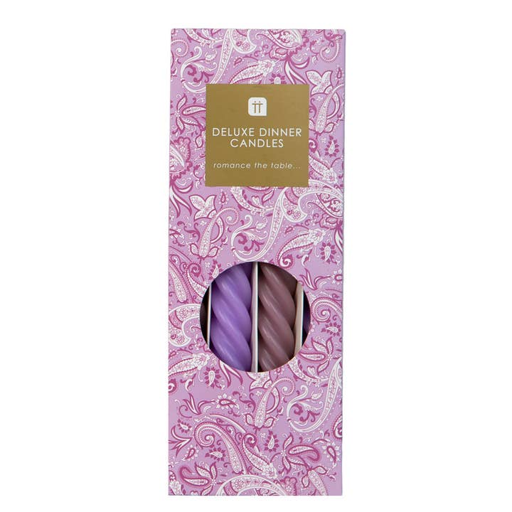 Talking Tables USA - Vente Bougies/bougeoirs coniques - Bougies Spirales Violettes - Lot de 4 | Décoration de la Saint-Valentin |2