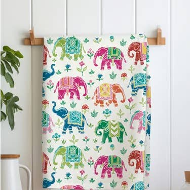 Royal Elephant 100% Cotton Tea Towel handmade artwork for wholesale by Alphonsostudio