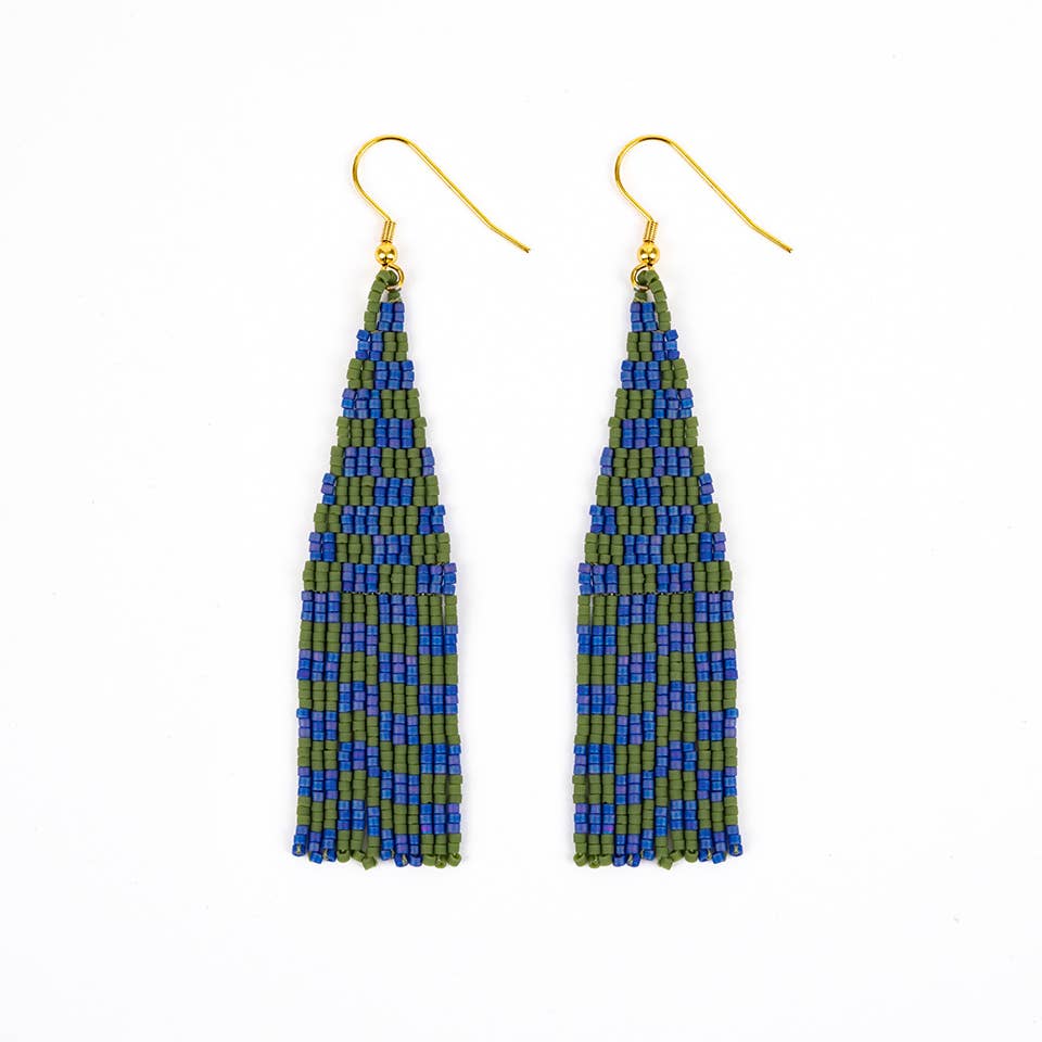 Altiplano – wholesale Tassel earrings – Delica Checkerboard Fringe Earrings1