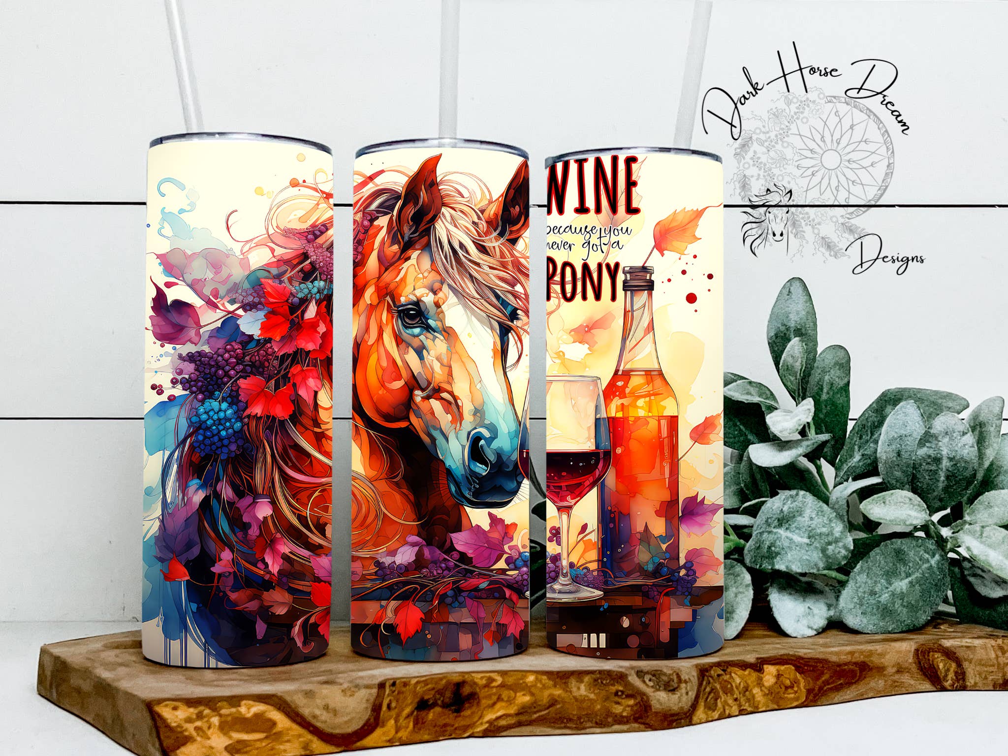 Dark Horse Dream Designs LLC - Wholesale Insulated mug/tumbler - Wine B.C. I Bought Pony, Horse Mom, Funny Equine Tumbler