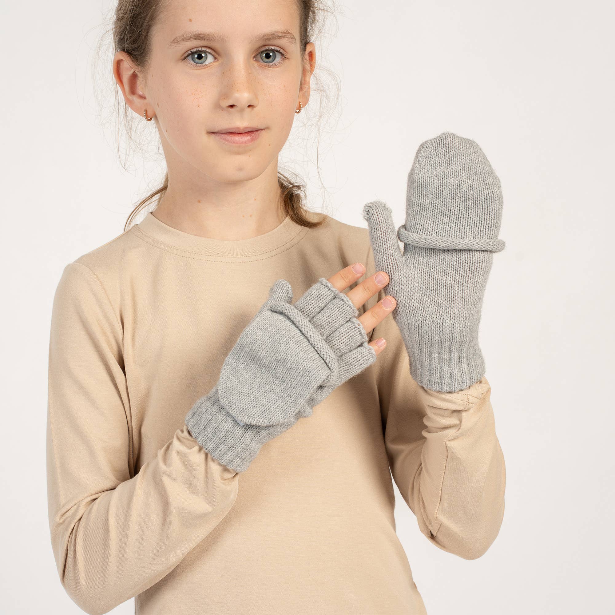 menique - Wholesale Handschoenen - Kinderen - Gebreide merinowollen handschoenen voor kinderen met omkeerbare vingertoppen5