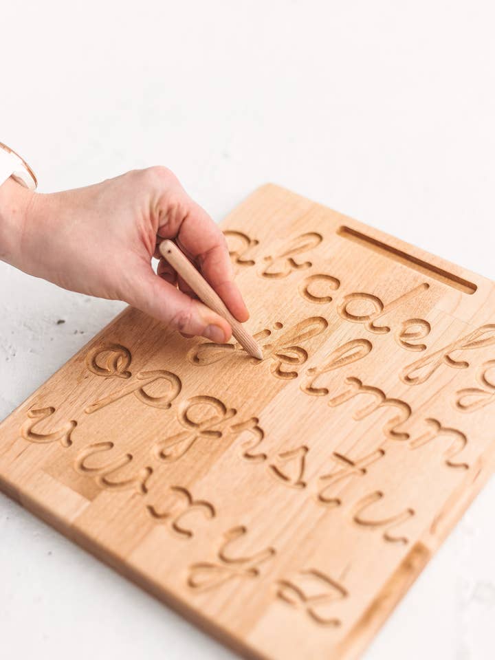 Double sided letters tracing, cursive alphabet tracing for wholesale by Woodinout