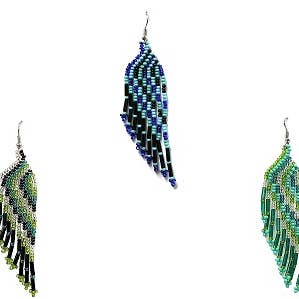 Seed Bead Angel Wing Shape Fringe Long Dangle Earrings for wholesale by Pichincha