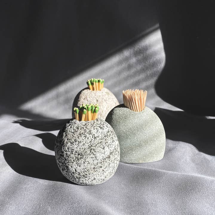 Funky Rock Designs - Wholesale Match Holder - Handcrafted Stone Match Striker & Toothpick Holder4