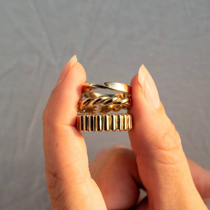 Matthew Calvin – wholesale Band/Stackad Ring – Flätad Ring - Guld