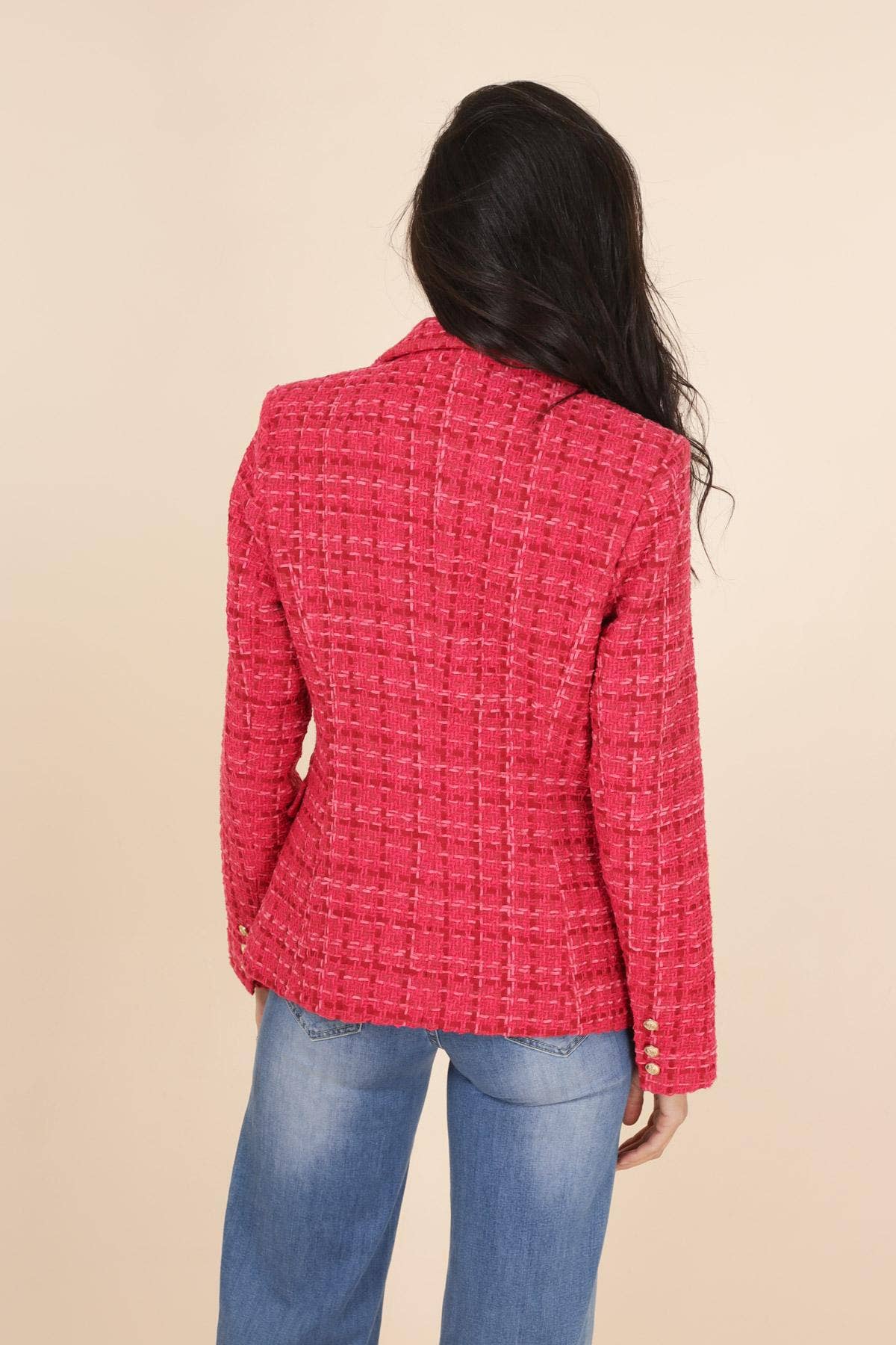 Attentif Paris – Großhandel Blazer – Damen – Ton-in-Ton karierte, taillierte Blazerjacke7