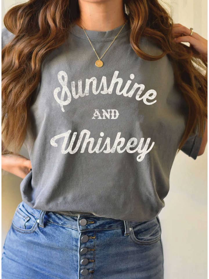 Rustee Clothing - Wholesale Screen Printed T-Shirt - Women's - SUNSHINE AND WHISKEY GRAPHIC TSHIRTS