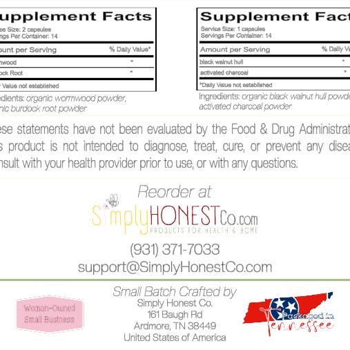 Simply Honest Co. - Wholesale Oral Supplement/Vitamin - Parasite Cleanse - 2 Week Capsule Regimen