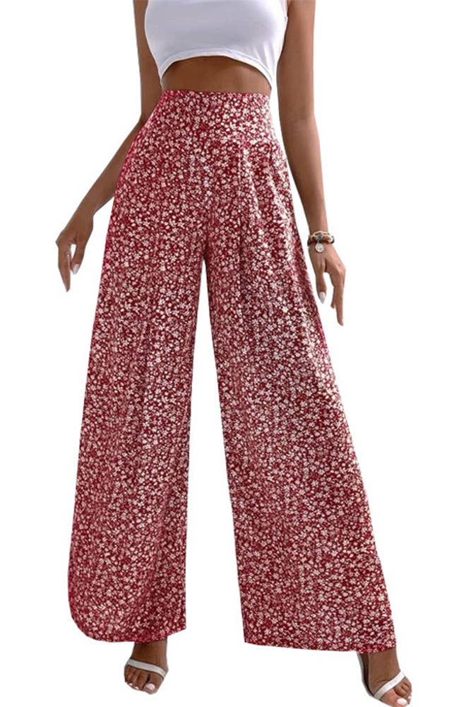 UNISHE - Wholesale Broek - Dames - Hoge Taille Wijde Pijpen Bloemenbroek ZK249112
