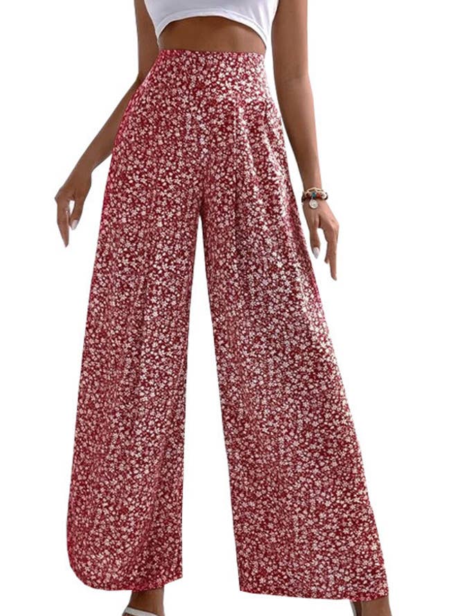 UNISHE - Wholesale Broek - Dames - Hoge Taille Wijde Pijpen Bloemenbroek ZK249112