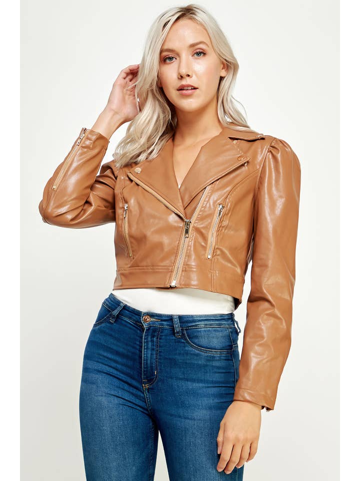 Strut & Bolt – Großhandel Lederjacke – Damen – Jacke aus Kunstleder mit Puffärmeln