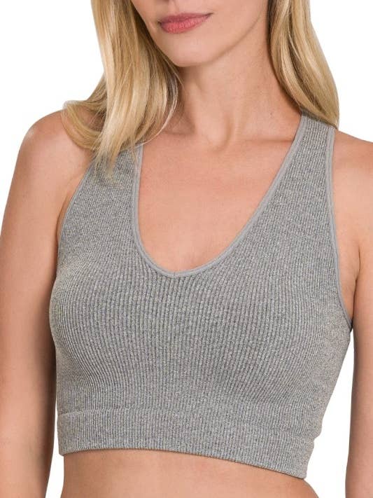 Ribbed Cropped Racerback Tank Top for wholesale by Vanilla Monkey