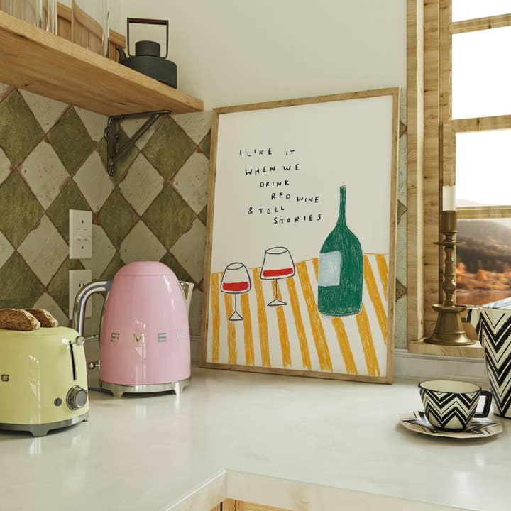 Oh Lightning – wholesale Art print – I Like it when we drink Wine Print4