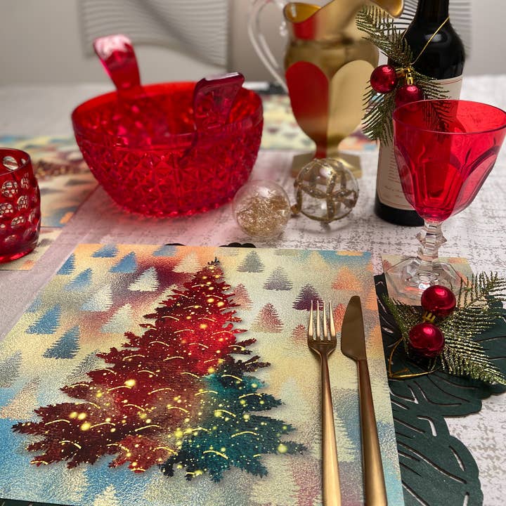 C SQUARED DESIGN - Wholesale Disposable placemat - CHRISTMAS TREE PAPER PLACEMATS SET OF 126