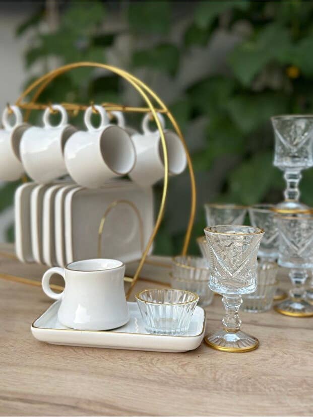 25 Piece Premium Gold Turkish Coffee Serving Set - Complete Collection for wholesale by Aladdin