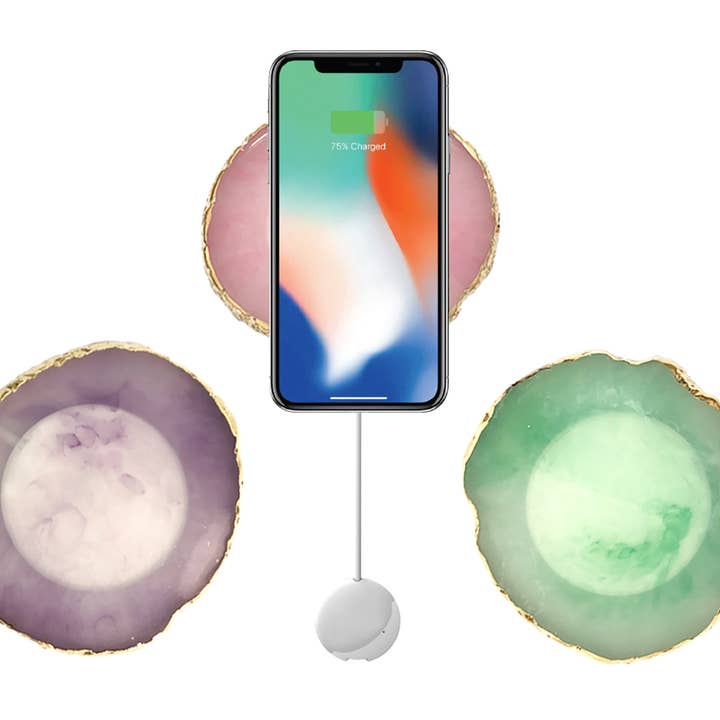 PhunkeeTree - Wholesale Charging Dock - Pink - Wireless Charging Crystal Pad (Fast Charge 15W)2