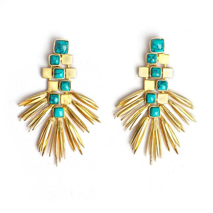 Boucles d'oreilles tendance Firecracker (turquoise) pour la vente par GemAddicted