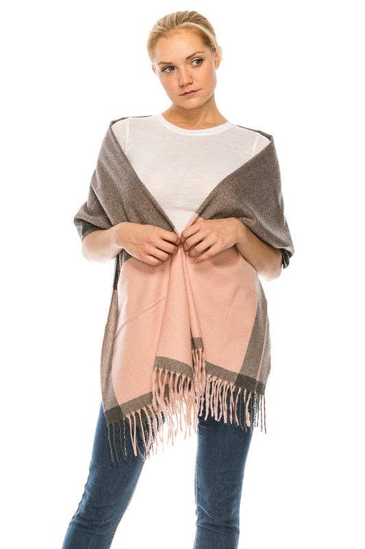 TAPA fashion – wholesale Scarf – Women's – Two Tone Cashmere Feel Block Pattern Scarves SCF6560 (12PC)5