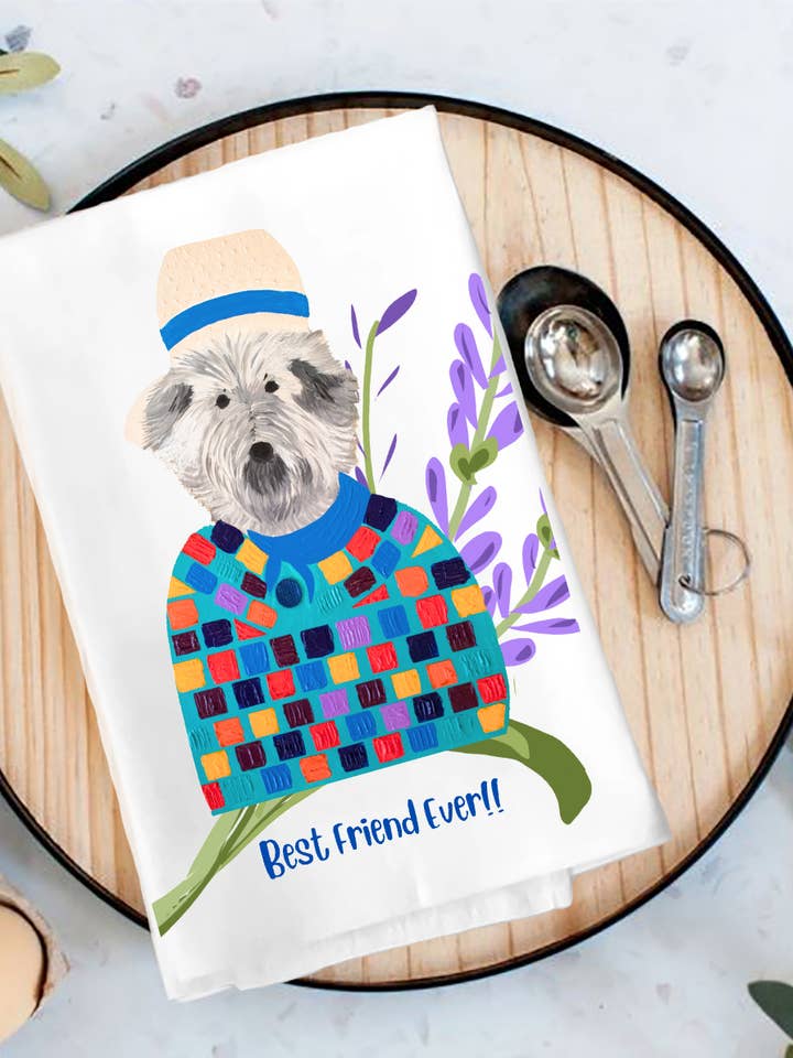 HUNDE Geschirrtuch, 100% Baumwolle, in den USA bedruckt. Lokaler Künstler. für den Großhandel von KSC Art, LLC